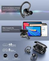 Auriculares inalámbricos deportivos Q38, auriculares inalámbricos 5.3 de 2024, auriculares estéreo con controlador de 14.2 mm, auriculares de 48 horas con ganchos para las orejas, micrófono con reducción de ruido, auriculares intrauditivos - details 2