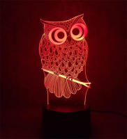 Lámpara De Noche USB Creativa En Forma De Animal Buho 3D Para Dormitorio Juguete De Pájaro Lindo Luz Atmosfera De Mesa Extraña Regalo - details 6