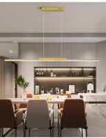 Lámpara Colgante LED Minimalista Moderna Ajustable En Oro Para Comedor Chandelier Lineal Para Hogar Iluminación Dimmable Con Fuente De Aluminio Incluida - details 7