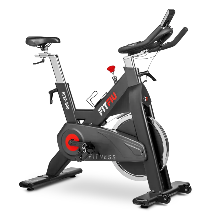 FITFIU Fitness BESP-500 - Bicicleta Indoor con resistencia regulable con disco inercia 24kg, Bici entrenamiento Fitness con sillín ajustable, Pulsómetro y pantalla LCD - 1