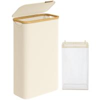 Cesto de Ropa Sucia con Tapa 65L, Plegable, Forro de Malla Extraíble, Tejido Oxford, Asas de Bambú, 42x22.5x70.5 cm - details 0