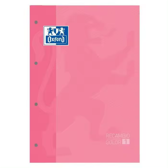 OXFORD RECAMBIO A4 4 TALADROS 80H CUADRO 5MM OXFORD ROSA CHICLE SCHOOL - 1