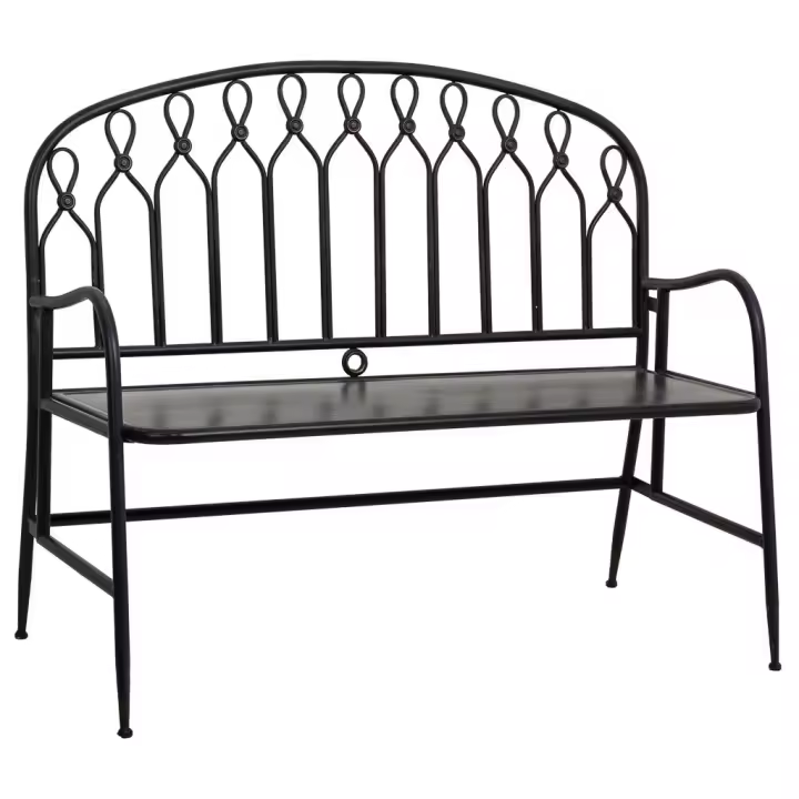 WANDERLUST DECO Banco de Metal Negro para Exterior - Resistente a la Intemperie - 1