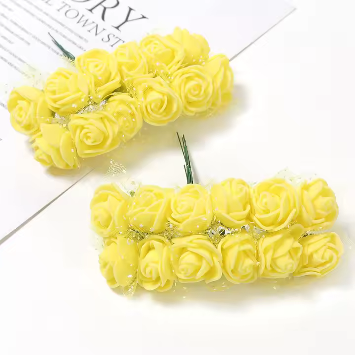 12/36/60Pcs Bouquet De Flores Artificiales Rosa Para Decoración De Hogar Y DIY Accesorios De Boda Decoración De Habitaciones Regalos Para Aniversarios Y Fiesta De Bienvenida - 1