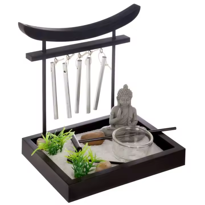 Atmosphera Jardín Zen Tori con PIEDRAS, PORTA VELAS, GONG y ARENA para Meditación y Decoración - 1