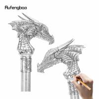 Bastón De Moda Con Cabeza De Dragón Decorativa Para Cosplay Y Fiestas Vintage Bastón De Caminar De Acero 93cm Con Punta De Goma - details 1