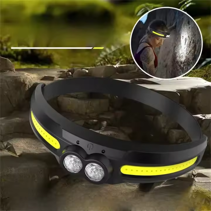 Linterna Frontal LED Con Sensor De Movimiento Recargable Por USB Impermeable Para Camping Pesca Y Uso General 180° De Ángulo De Haz - 1