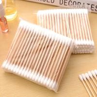500Pcs/1000pcs Sticks De Maquillaje De Algodón Con Cabeza Doble Y Madera Disponibles Para El Día a Día Uso Individual Para Limpieza De Oídos - details 2