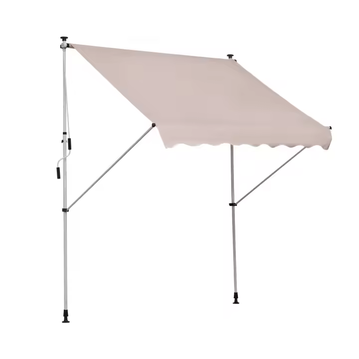 Outsunny Brazo Toldo Abrazadera Toldo Altura Ajustable 200x150cm Blanco Crema Fabricado en Aluminio para Terraza y Balcón - 1
