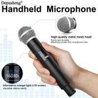 Micrófono Inalámbrico Handheld Doble 2 Canales UHF Frecuencia Fija Dinámico Para Karaoke Boda Fiesta Banda Show - details 6
