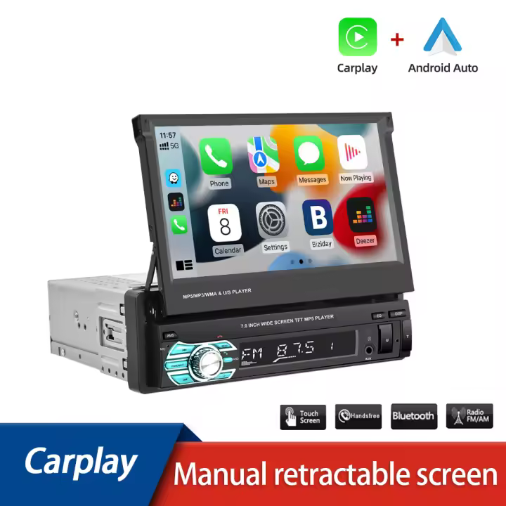 Radio de Coche Bluetooth 1 Din Carplay Android Auto Pantalla Táctil 7 Pulgadas - 1