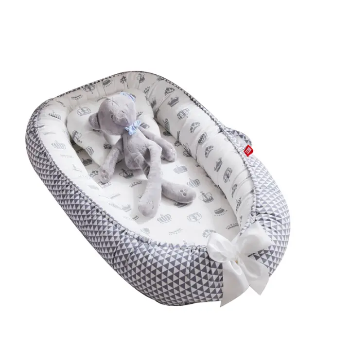 Cuna Portátil Para Bebé 85x50cm Con Almohada Y Bumper Algodón Cradle Para Recién Nacidos Cuna De Viaje Infantil Y Bebé De 0-12 Meses Plegable Y Portátil - 1