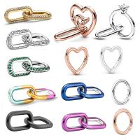 Encanto Mini De Cadena Doble Con Diamantes Pave Serie Me Corazón En Plata 925 Para Pulsera Original Me Y Collar Joyería Para Mujer Regalo - details 0