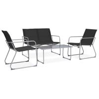 vidaXL Juego de muebles de jardín 4 piezas tela y acero negro - details 0