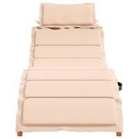 vidaXL Tumbona con cojín madera maciza de acacia Marrón, Gris oscuro, Crema Sillas de Exterior Ideal para jardín, playa, piscina, terraza Tumbona Piscina Tumbonas Playa Tumbonas Jardín Exterior - details 1