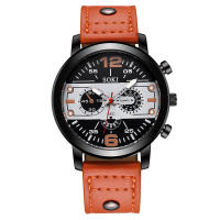Reloj De Pulsera De Cuarzo Analógico Para Hombres Con Correa De Cuero Moda Casuística Redonda Para Negocios - details 15