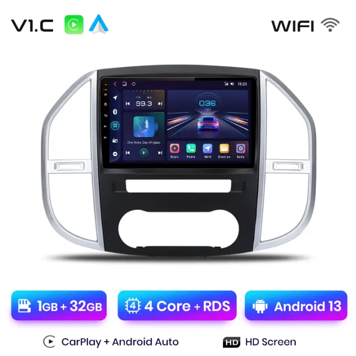 Junsun Android 13 Radio para Mercedes Benz Vito W447 2014-2020 de Coche con Chip Qualcomm de 8 Núcle de Coche con Chip Qualcomm de 8 Núcleos CarPlay Inalámbrico Autorradio Estéreo Pantalla HD Multimedia - 1
