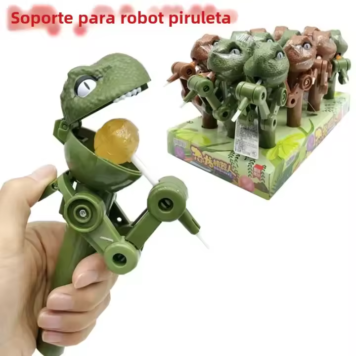 Soporte De Lollipop De Dinosaurio Juguete Robot De Caramelo Almacenamiento Para Niños Antipolvo Regalo Soporte De Pastel Juguete De Niveles De Interés - 1