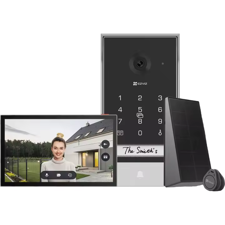 EZVIZ EP7 con solución 2K,  Pantalla táctil en color de 7", Alimentación solar  con el panel de carga  incluido, Desbloqueo  de puerta/puerta  exterior remoto,Halow Wi-Fi de  alto rendimiento - 1