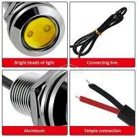 2Pcs DRL 18MM Lámparas De Ojo De Águila Para Coche Con Carcasa De Plata LED De Día Para Automóviles Luz De Parada Retroiluminación Universal 12V 9W - details 18