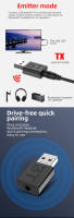 Receptor Y Transmisor Bluetooth USB 5.0 Adaptador De Audio Inalámbrico Para Coche TV Y Computadora 2-en-1 Convertidor Plug And Play - details 2