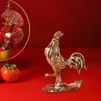 Estatua De Gallo De Latón Vintage Escultura Animal Para Festival Del Año Nuevo Decoración De Sala De Estar Escritorio Estante Entrada Armario Arte Y Manualidades De Feng Shui - details 5