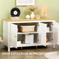 HOMCOM Aparador Armario de Cocina con 3 Puertas Buffet de Salón con Estantes Ajustables para Comedor Estilo Moderno 120x40x70 cm Blanco - details 3