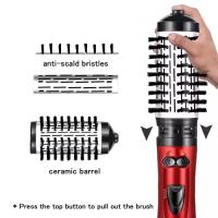 Cepillo alisador de pelo eléctrico giratorio 3 en 1, rizador de pelo, secador de pelo, cepillo de secador de aire caliente/frío, peine de estilizador de pelo - details 1