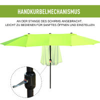 Outsunny Parasol de Jardín 460x270 cm Ovalado with manivela de mano, Parasol Doble Verde para Terraza y Jardín - details 4