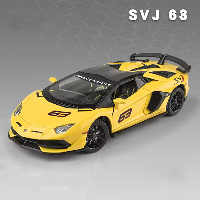 Modelo De Coche Deportivo Lambor SVJ63 a Escala 1:24 En Metal Con Luz Y Sonido Función Retroceso Juguete Duradero Para Niños - 1