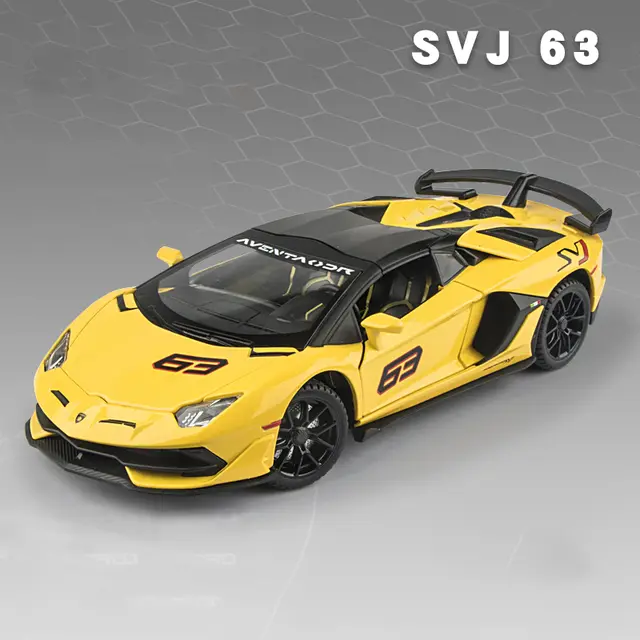 Modelo De Coche Deportivo Lambor SVJ63 a Escala 1:24 En Metal Con Luz Y Sonido Función Retroceso Juguete Duradero Para Niños - 1