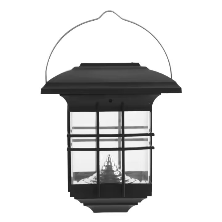 Lámpara LED de plástico con energía solar para exteriores, para jardín, paisaje, camino, lámpara colgante con gancho, color blanco cálido - 1
