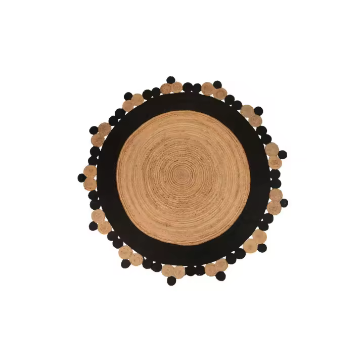 Adda Home Alfombra Yute Natural Negro 200x200 Cm - Resistente y Duradera - 1