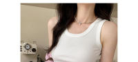 Top Corto De Verano Para Mujer Sin Mangas En Estilo Casual Suéter De Encaje Con Ribbing Solido Camiseta De O-Neck Moda Urban Streetwear - details 15