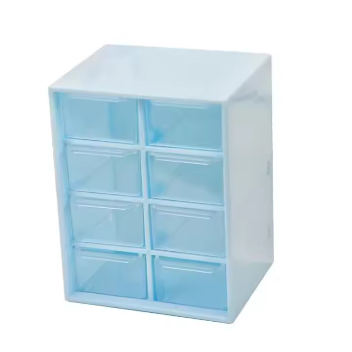 Organizador De Escritorio Con 8 Cajas Transparentes Para Almacenamiento De Joyería Cosméticos Y Suministros De Oficina Resistente Al Polvo Dividido En 8 Grillas Para Mujer Niñas Y Estudiantes - 1