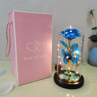 Lámpara De Rosas Artificiales Con LED Colores Y Mariposa En Vidrio Regalo Para Mujeres Luz De Galaxia Rosa Artificial Con Mariposa Y LED Colorido - details 24
