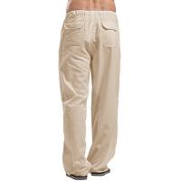 Pantalones De Lino Para Hombre Color Sólido Con Varios Bolsillos Transpirables Pantalones Casuales Para Deporte Y Calle - details 13