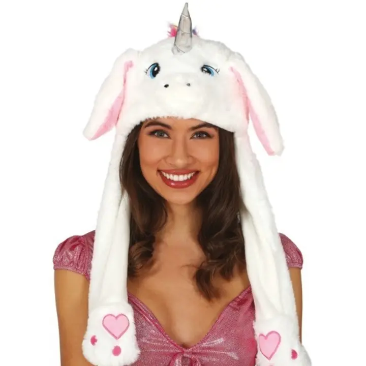 Gorro de Unicornio Blanco con Orejas Móviles (Guirca) - 1