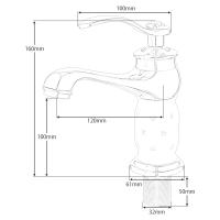 Grifo De Lavabo De Mesa Individual Con Manija Cerámica Para Baño Instalación En Superficie Material De Cobre Clásico - details 1