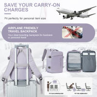 Mochila De Viaje Aprobada Para Flight 40x20x25 Para Hombres Y Mujeres Mochila De Negocios Con Computadora Para Estudiantes Regreso a La Escuela Material De Nylon Sistema De Almacenamiento Air Cushion Belt - details 4