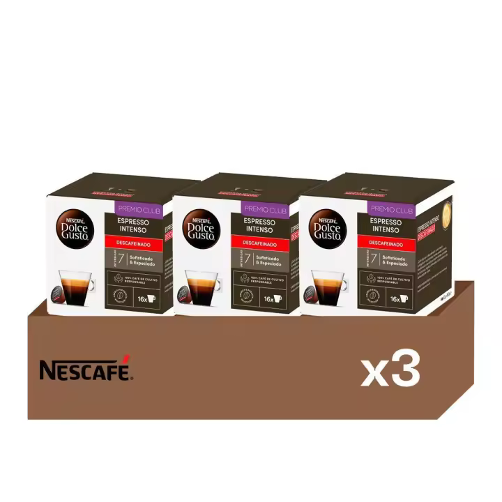 Espresso Intenso Descafeinado - Pack 3 Cajas de Café (48 uds) | Sabor Completo y Aromas Picantes, con Generosa Crema, Descafeinado Naturalmente - 1