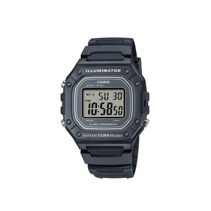 Reloj CASIO digital unisex W-218h-8av correa resina 50m water resist - alarma - luz - 1
