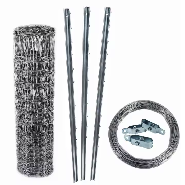 Valla forestal de 100m para vida silvestre, 160/20/15+ postes + cable tensor - 1