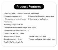Termómetro Digital De 3 Dígitos Con Doble Pantalla NTC Metálico Impermeable Con Dos Sondas DC4-28V Longitud De Líneas Roja Y Azul 1M Proba Cilíndrica - details 8