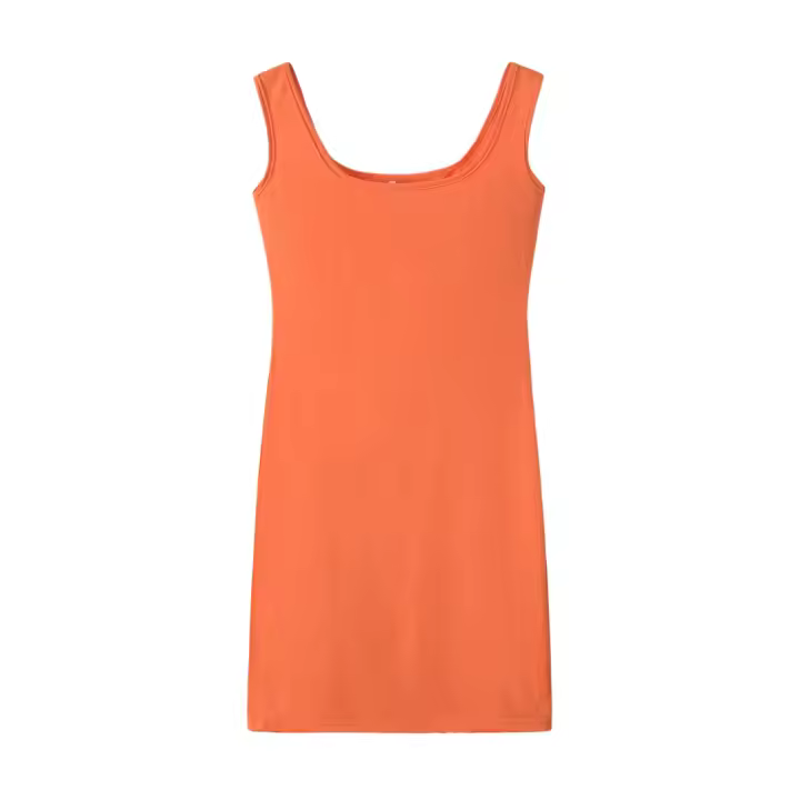 Nuevo Vestido Casual Para Mujer Verano 2024 Color Sólido Con Tirantes A-Line De Rodilla Polyester Sin Estirar Estilo Clásico - 1