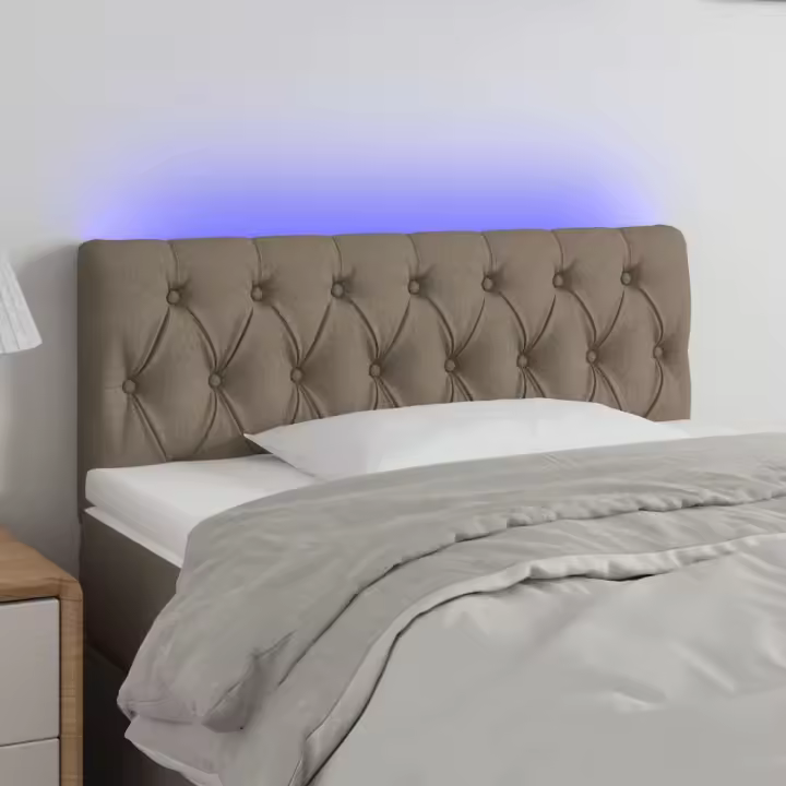 vidaXL Cabecero con LED de tela gris taupe 100x7x78/88 cm - 1