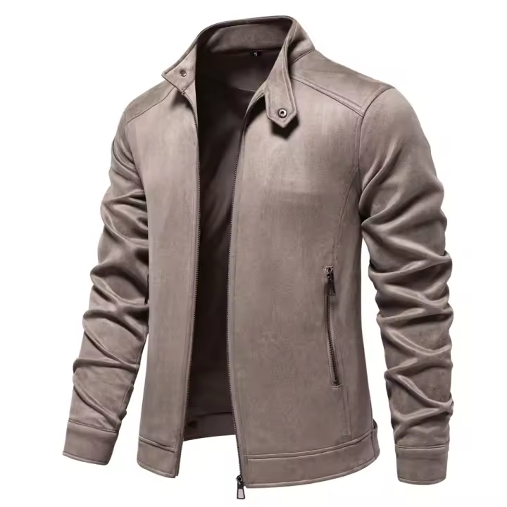 2024 nueva chaqueta de otoño e invierno para hombre, chaqueta versátil de color sólido a la moda para hombre, ropa de trabajo de gamuza, chaqueta para hombre - 1