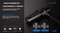 Linterna LED De Alta Potencia Trustfire MC5 3300 Lumens Recargable Con Indicador De Energía Magnético Uso De Batería 21700 Luz De 200-500 M Waterproof Material De Aluminio Negro - details 3