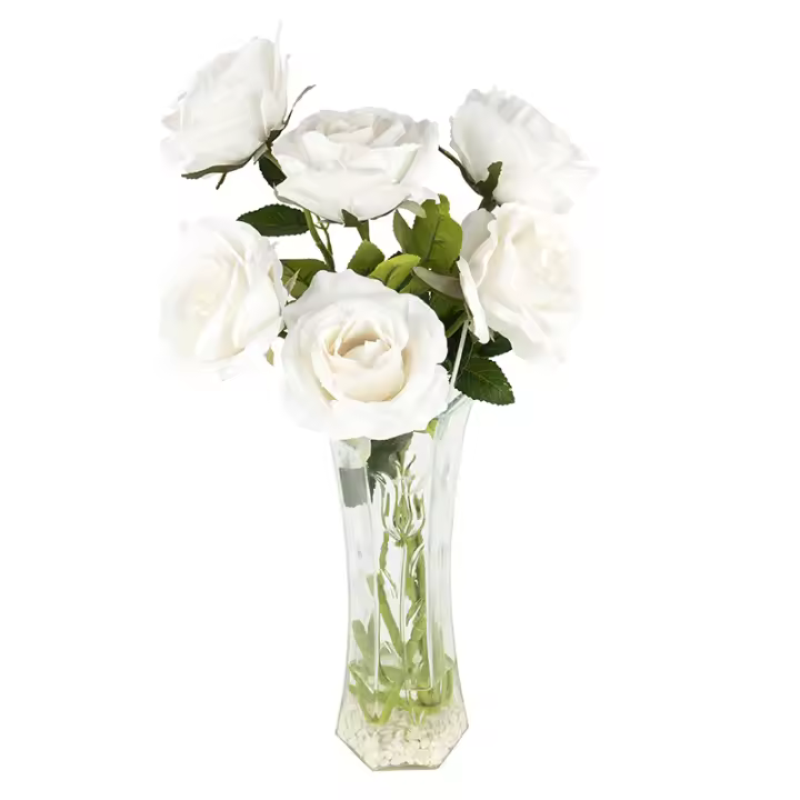 5pc Bellas Rosas Artificiales De Seda Para Decoración De Mesa Y Casas Regalo De San Valentín Decoración De Boda Y Aniversarios - 1