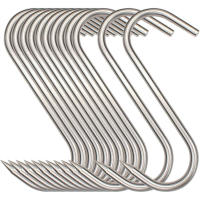 Juego de 12 ganchos de carnicero en forma de S, de 15 cm, en acero inoxidable, perfectos para colgar carne, pescado y barbacoa. - details 0